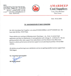 Amardeep Coal Supplier Testimonial