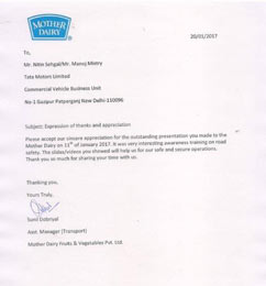 Mother Dairy Testimonial