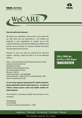 Tata Motors WeCARE service for the armed forces.